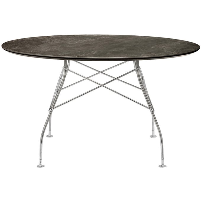 Tisch Glossy Marmor Chrom (Ø 128cm) von Kartell