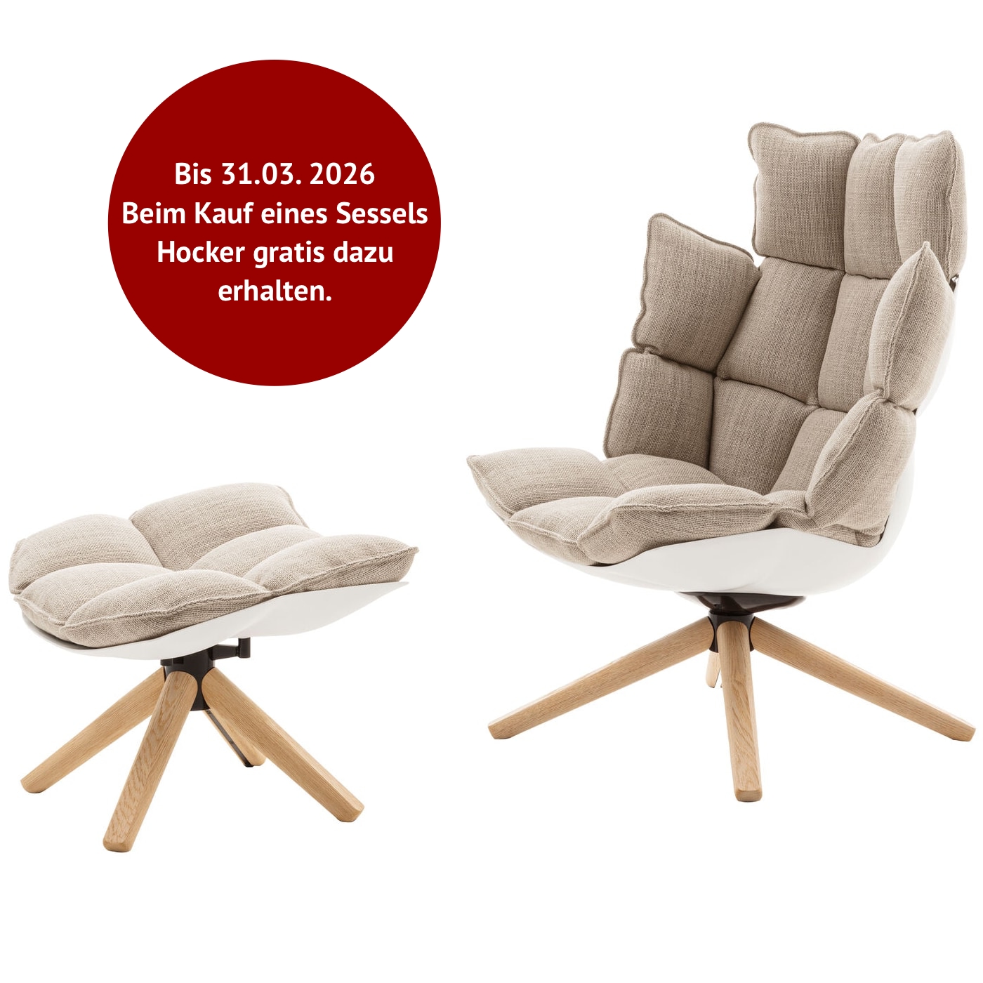 High armchair & Stool Husk by B&B Italia